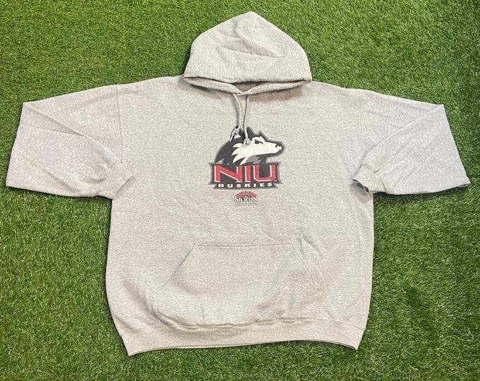 Vintage University Of Northern Illinois Huskies Hoodie Sweatshirt Size Xtra Large XL NCAA College Football Classic NIU Chicago 1990s 90s