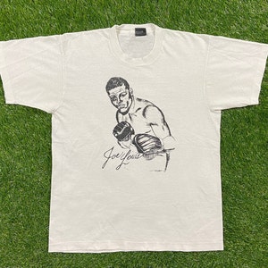 Vintage Joe Louis T Shirt Tee Screen Stars Best Made USA Size Large Legendary Boxing Career Stats Statistics 1990s 90s