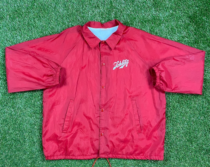 Vintage Schlitz Windbreaker Jacket Auburn Sportswear Made USA Size Xtra Large XL Classic Sport Wear Light Rain Coat 1980s 80s