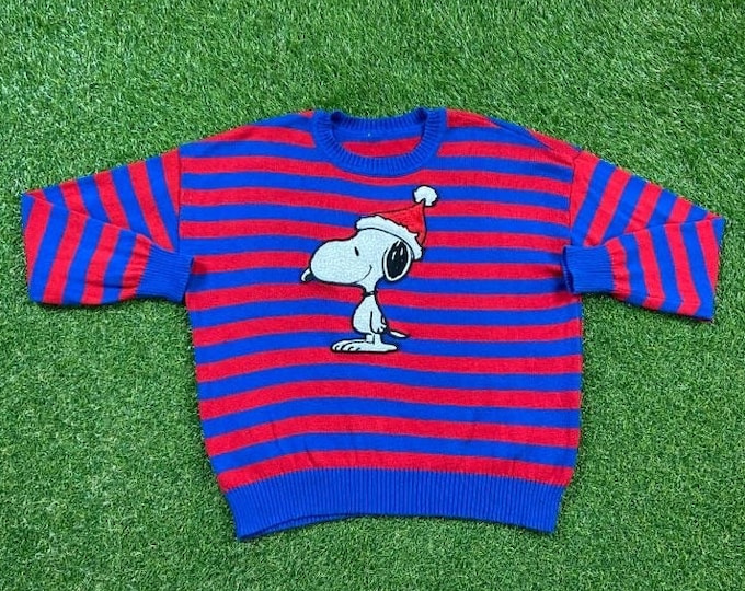 Ugly Christmas Sweater Vintage Tacky Holiday Party Merry Santa Classic Size Small S 80s 90s Xmas Snoopy Peanuts Charlie Brown Pull Over