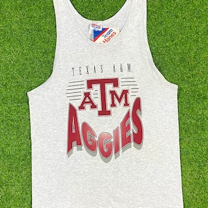 Vintage Texas A&M Aggies Spell Out Tank Top Hanes Medium 1990s NCAA College Football Classic 90s Brand New With Tags Deadstock