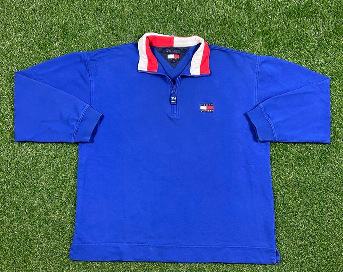 Vintage Tommy Hilfiger Polo Sweatshirt Size Large L Quality 90s TH Comfortable 1990's Fit Streetwear Flag Originals