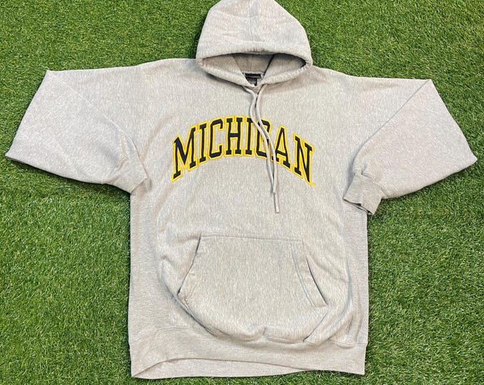 Vintage University of Michigan Hoodie Sweatshirt Size Medium M Wolverines Big House Detroit NCAA College Football 1990s 90s