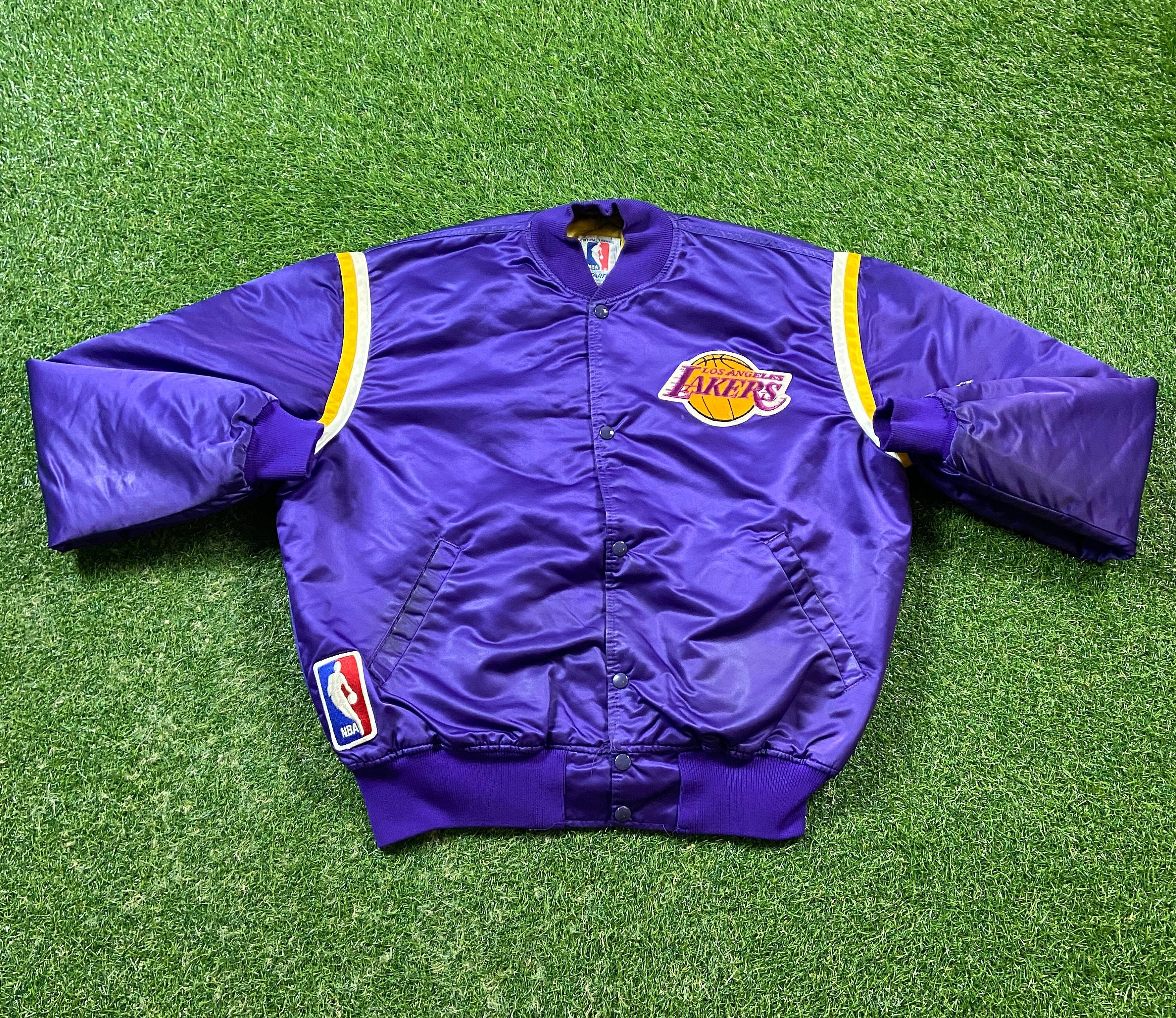 Vintage 1990's Purple Los Angeles Lakers Satin Starter Jacket Sz. XL