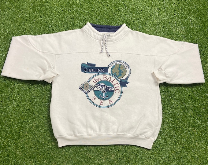 Vintage The Baltic Sea Sweatshirt Size Medium M Norway Oslo Scandinavia Cruise Vikings Mountains Pull Over Oversized