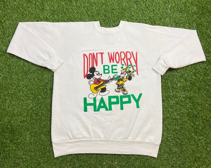 Vintage Mickey & Minnie Mouse Crewneck Sweatshirt Made USA Size Large L Walt Disney World Magic Kingdom Classic Pull Over 1980s