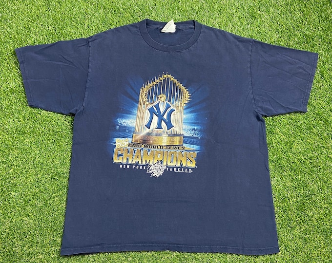 Vintage New York Yankees 1999 World Series Champions T Shirt Tee Lee Sport Size Xtra Large XL MLB Baseball Nyc Bronx Jeter Classic 1990s 90s