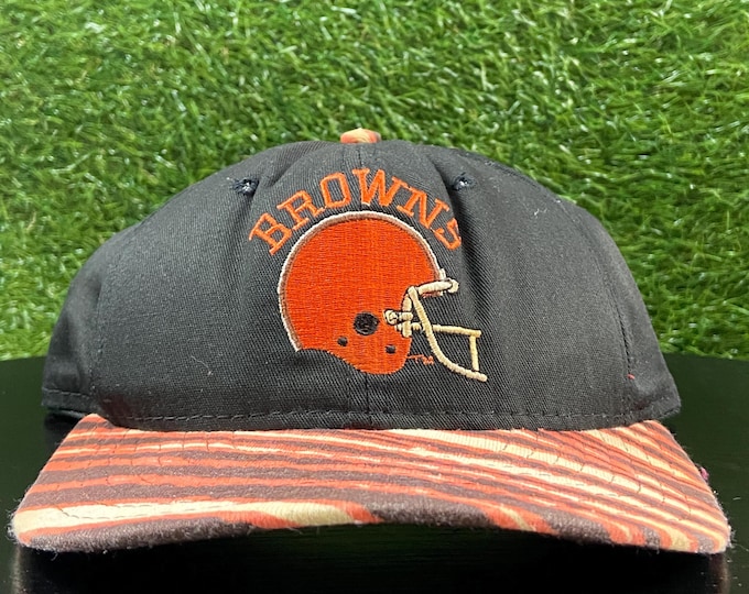 Vintage Cleveland Browns Snapback Hat Zubaz Made Usa OSFA NFL Football Ohio 1990s 90s