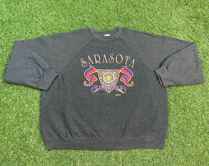 Vintage Sarasota Florida Crewneck Sweatshirt The Paradies Collection Made USA Size XXL 2XL Southwest FL Gulf Coast 1990s 90s Pull Over
