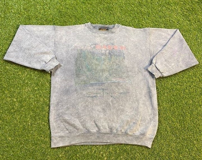 Vintage Eddie Bauer Crewneck Sweatshirt Made USA Size Large L American Clothing Apparel Pull Over Oversized 1990s 90s Acidwash
