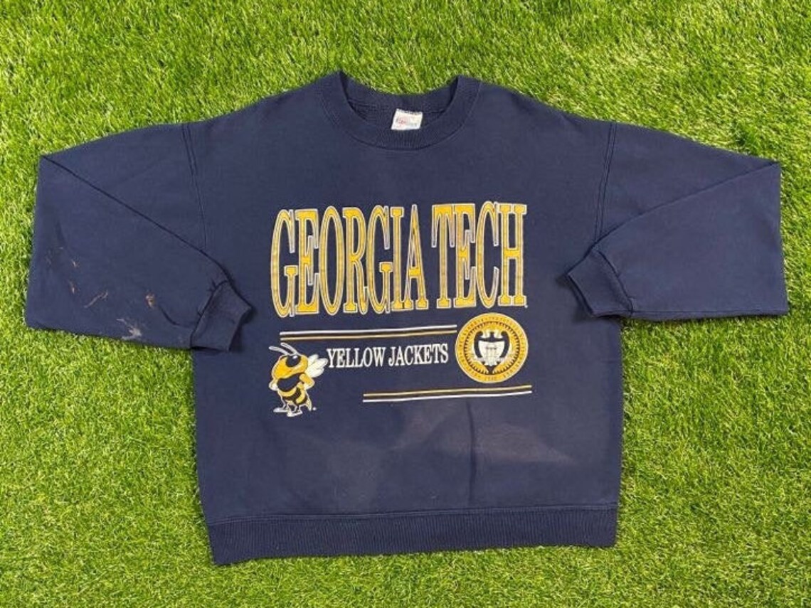 Vintage Georgia Tech Crewneck Sweatshirt Hanes Made USA Size - Etsy