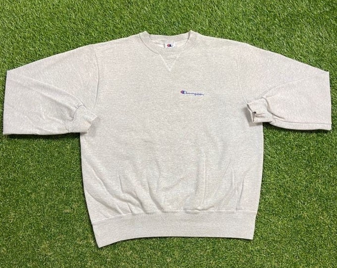 Vintage Gray Champion Crewneck Sweatshirt Size Large L Quality 1990s Oversized Great Fit Original 90s Pull Over