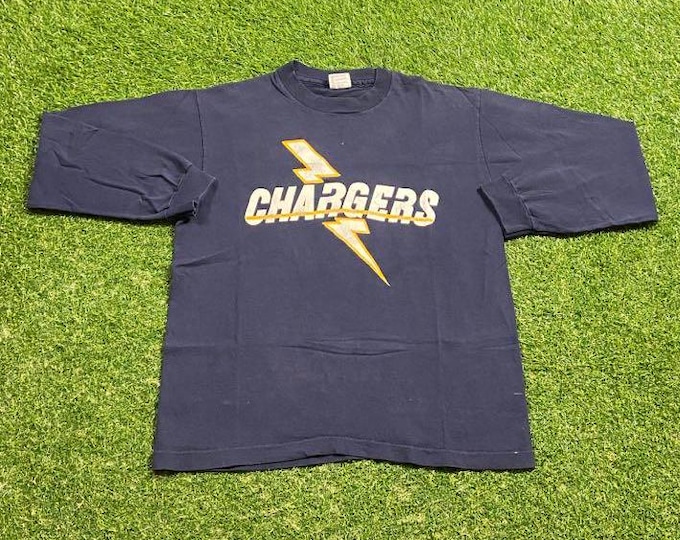 Vintage San Diego Chargers Long Sleeve Shirt Made USA Size Medium M NFL Football California 1990s 90s