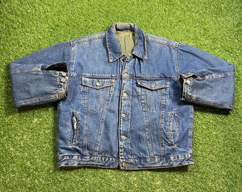 Vintage The Arizona Jean Company Reversible Jacket Size Xtra Large XL American USA Classic Blue Jean Jacket Button Down 1990s 90s Original