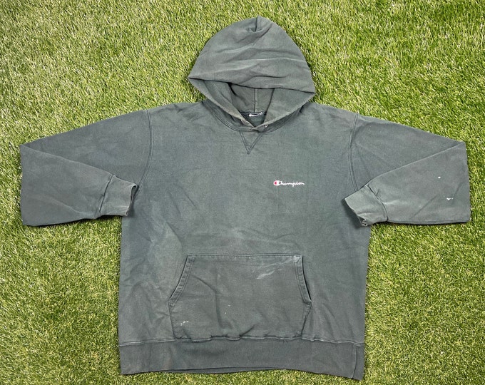 Vintage Forest Green Champion Hoodie Sweatshirt Xtra Large XL Quality 1990's Oversized Comfy Great Fit Original 90s Pull Over