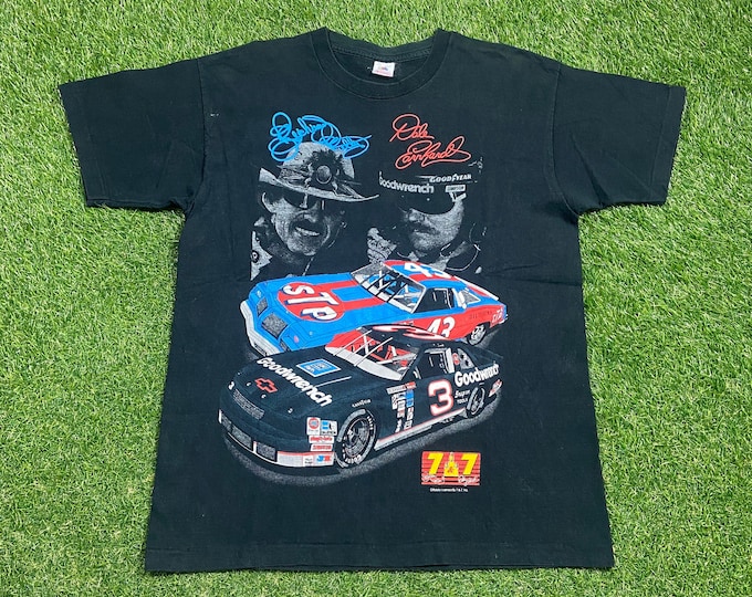 Vintage Dale Earnhardt 3 T Shirt Tee Made Usa Size Xtra Large XL NASCAR Winston Cup Champion GM Goodwrench Service 1990s 90s All Over Racing