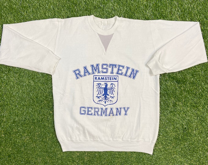Vintage Ramstein Germany Crewneck Sweatshirt Size Small S Munich Berlin Pull Over Warm 1980s 80s Tourist Deutschland