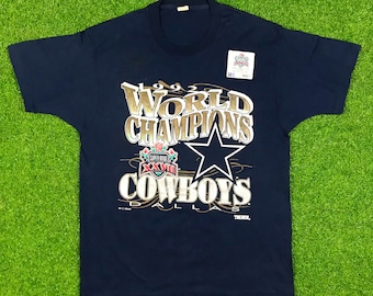 Vintage Dallas Cowboys T Shirt 90's World Champions NFL Large Made in USA Super Bowl XXVII 1992 Texas Paper Thin Single Stitch Football 名作 ミッキー 90s vintage コンバース NFL cowboys tシャツ Tシャツ/カットソー(半袖/袖なし)