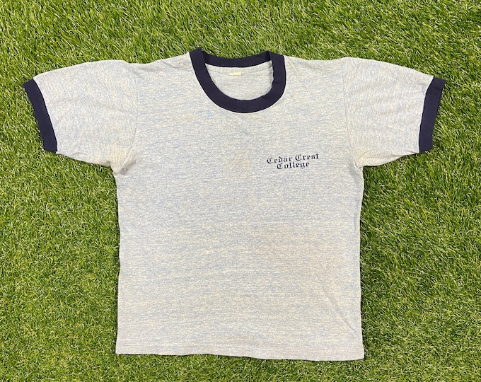 Vintage Cedar Crest College T Shirt Tee Size XXS Allentown Pennsylvania 1970s 70s Tri Blend Ringer Original Classic