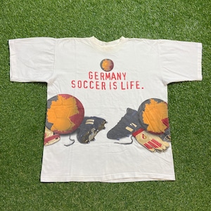 Vintage Germany Soccer is Life T Shirt Tee Size XL Deutscher Fussball-Bund German Football World Soccer Cup MLS FIFA Mesi Ronaldo 1990s 90s
