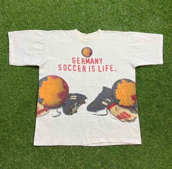 Vintage Germany Soccer is Life T Shirt Tee Size XL Deutscher Fussball-Bund German Football World Soccer Cup MLS FIFA Mesi Ronaldo 1990s 90s