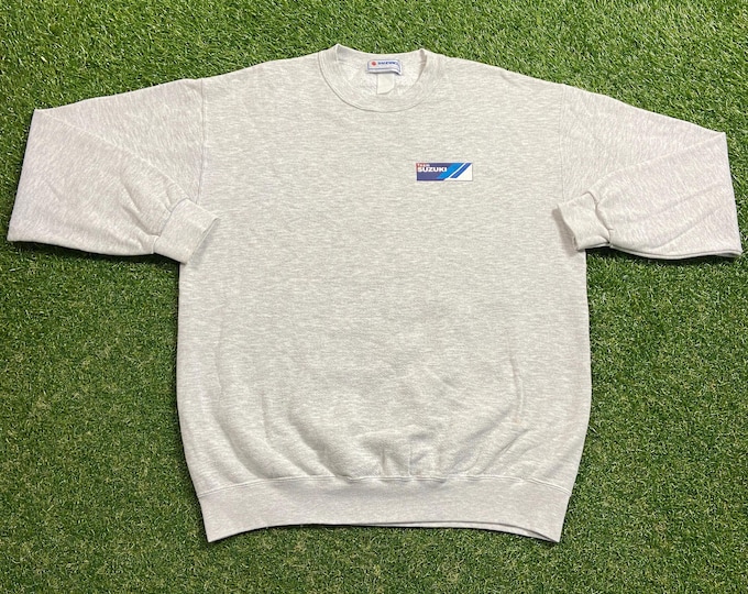 Vintage Team Suzuki Crewneck Sweatshirt Size Large L Kawasaki Motorcross Bike Harley HOG 3D Motorcycle Biker 1990s 90s