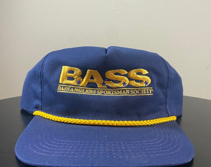 Vintage Bass Anglers Sportsman Society Snapback Hat Made USA OSFA Bass Fishing 1970s 70s Derby Cap
