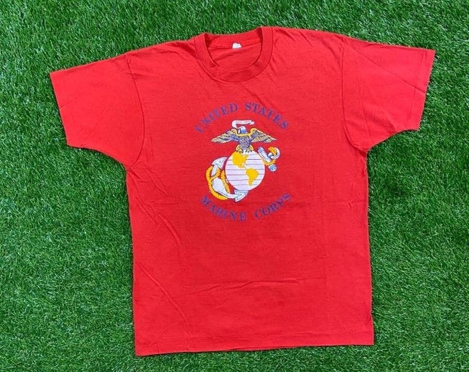 Vintage USMC Marines Corps T Shirt Tee Screen Stars Made USA Size Xtra Large XL 1990s Marines Army United States Military Veteran
