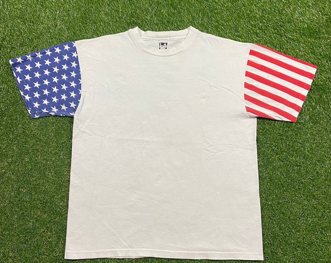 Vintage United States of America USA T Shirt Tee LA Sportswear Made Usa Size Xtra Large XL Independence Day