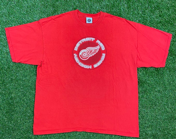 Vintage Detroit Red Wings T Shirt Tee Size XXL 2XL NHL Hockey Michigan 1990s 90s