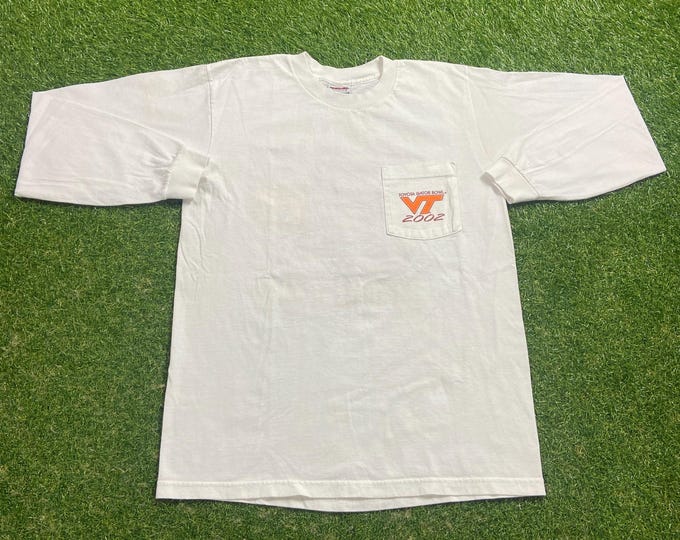 Vintage Virginia Tech University Long Sleeve T Shirt Tee Made USA Size Large L NCAA College Football Blacksburg VA Hokies Gator Bowl 00s