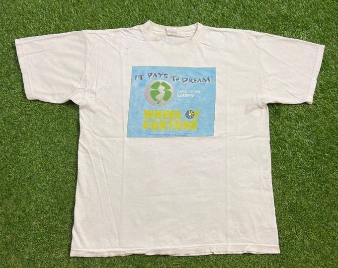 Vintage Wheel of Fortune T Shirt Tee Size Xtra Large XL New Jersey Lottery Classic Game Show Money Gambling Prize 1990s 90s