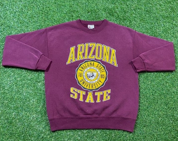 Vintage Arizona State University Crewneck Sweatshirt Sturdy Sweats Made USA Size Medium M 90s Phoenix Sun Devils ASU 1990s Classic Pull Over