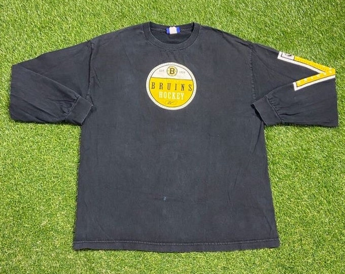 Vintage Boston Bruins Long Sleeve Shirt Reebok Size Large L Classic NHL Hockey Massachusetts New England 1990s 90s