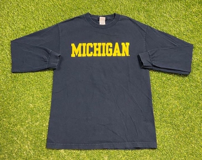 Vintage University of Michigan Long Sleeve Shirt Size Large L NCAA College Football Big House Detroit 1990s 90s