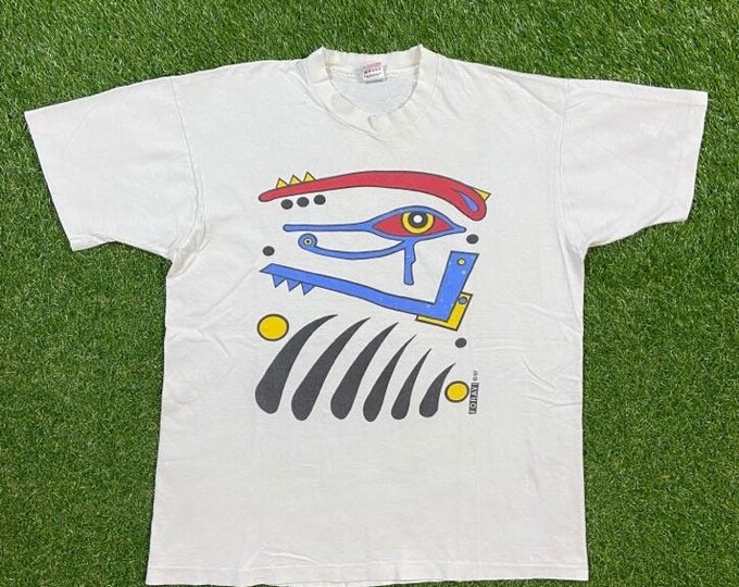 Vintage Ancient Egyptian Symbol T Shirt Tee Fruit of the Loom Made USA Size Xtra Large XL For AVi 87 Cairo 1980s 80s