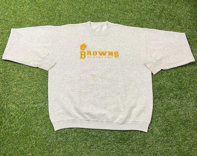 Vintage Cleveland Browns Crewneck Sweatshirt Size Xtra Large XL NFL Football Ohio Cavs Orange Dog Pound Pull Over Oversized 1990s 90s