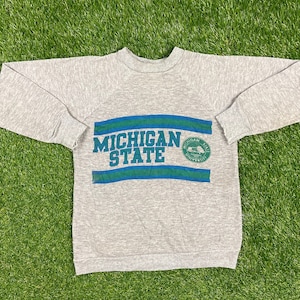 Vintage University of Michigan State Crewneck Sweatshirt Tri Blend Health Knit Made USA Sz Small NCAA College Football Spartans 1980's 80's