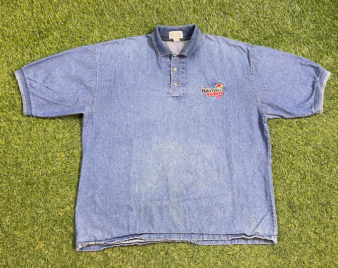 Vintage Daytona 500 Polo Shirt Made Usa Size XXL 2XL Classic Car Speedway NASCAR Motorsports 1990s 90s