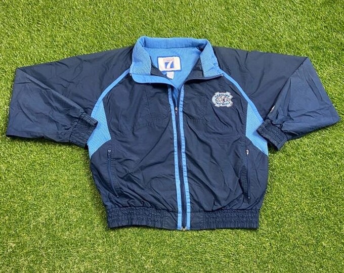 Vintage UNC University of North Carolina Tar Heels Windbreaker Jacket Size Large L NCAA College Basketball Light Rain Coat 1990s 90s