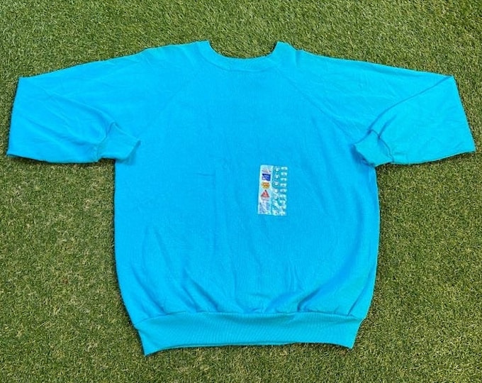 Vintage Plain Blue Crewneck Sweatshirt JE Morgan Made USA Size XXL 2XL Quality 1990's Oversized Original l Pull Over Deadstock Blank