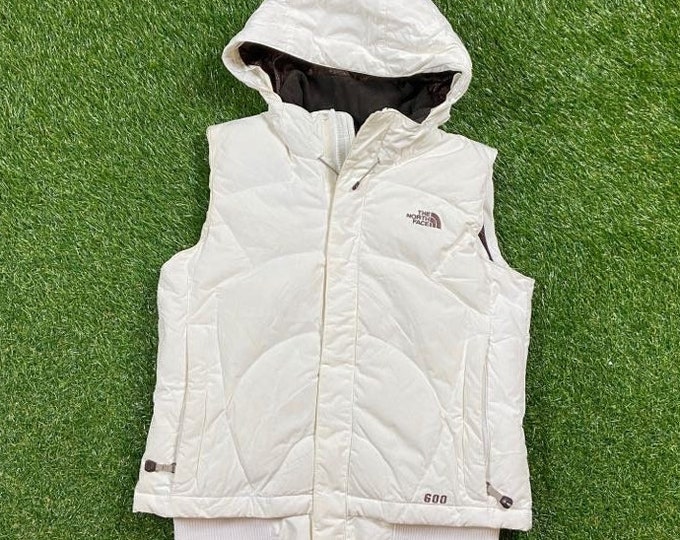 Vintage The North Face Bubble Coat Vest Button Up Size Medium M 1990s 90s Heavy Warm Cozy Winter Comfy Hunting Down Feather