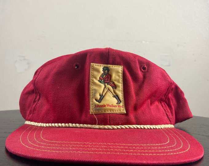 Vintage Johnny Walker Snapback Hat OSFA Black Label Drink Alcohol Party Night Life Classic Liquor 1990s 90s