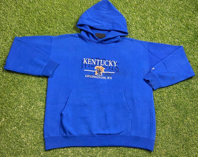 Vintage University of Kentucky Wildcats Hoodie Sweatshirt Size Large L UK Lexington Go Big Blue Classic NCAA College Basketball 1990s 90s