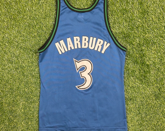Vintage Minnesota Timberwolves Stephon Marbury #3 Jersey Champion Size 44 Large NBA Basketball 1990s 90s Replica Authentic
