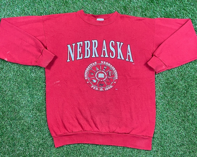 Vintage University of Nebraska Cornhuskers Crewneck Sweatshirt Tultex Made USA Size Xtra Large XL NCCA College Football Pull Over 1990s 90s