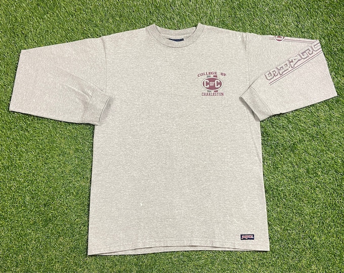 Vintage College of Charleston Long Sleeve T Shirt Jansport Made USA Size Medium M University South Carolina 1990s 90s