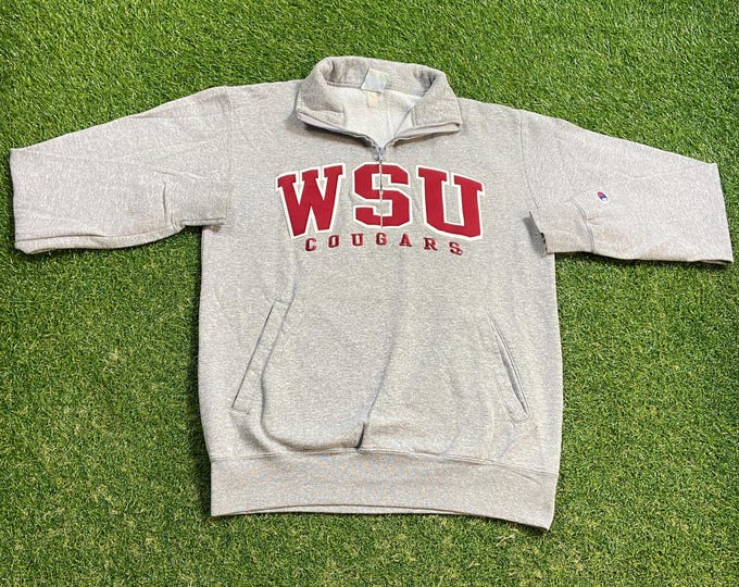 Vintage Washington State University Sweatshirt Champion Size Medium M NCAA College Football Seattle Cougars Pull Over Oversized 1990s 90s