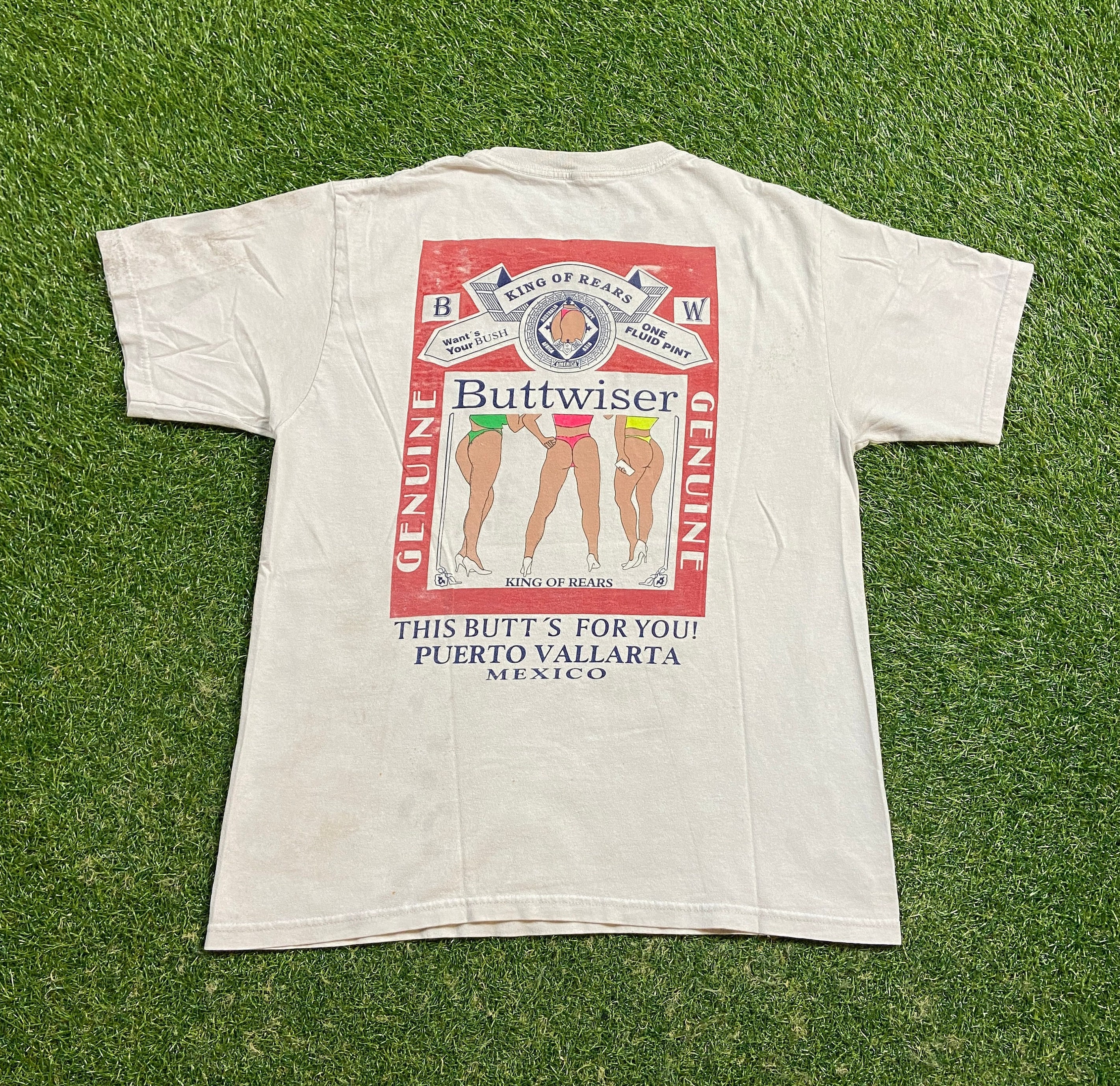 Vintage Buttwiser T Shirt Tee Size Medium M Cozumel Mexico