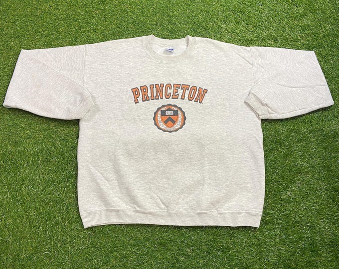 Vintage Princeton University Crewneck Sweatshirt Size Large L Tigers NCAA College New Jersey Pull Over 1990s 90s